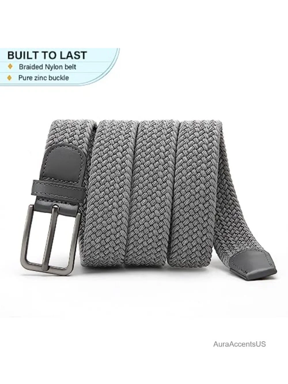Stretch Woven Braided Belt for Men, Adjustable Elastic Golf Belt, Fits 28-56,
